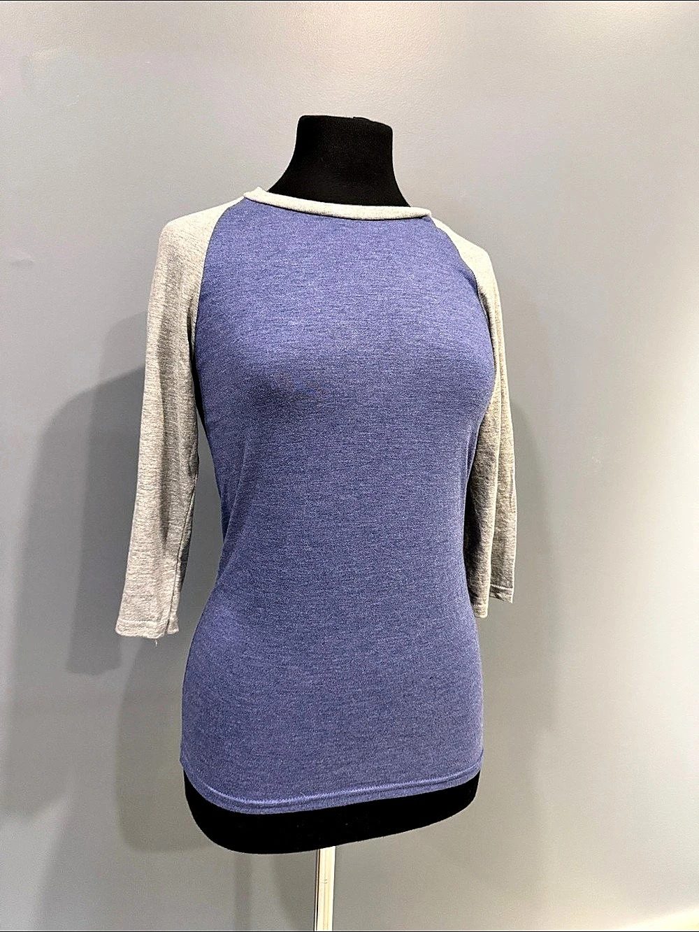 AnivilColor Block Long Sleeve Tee in Blue & Gray Size XS Like New